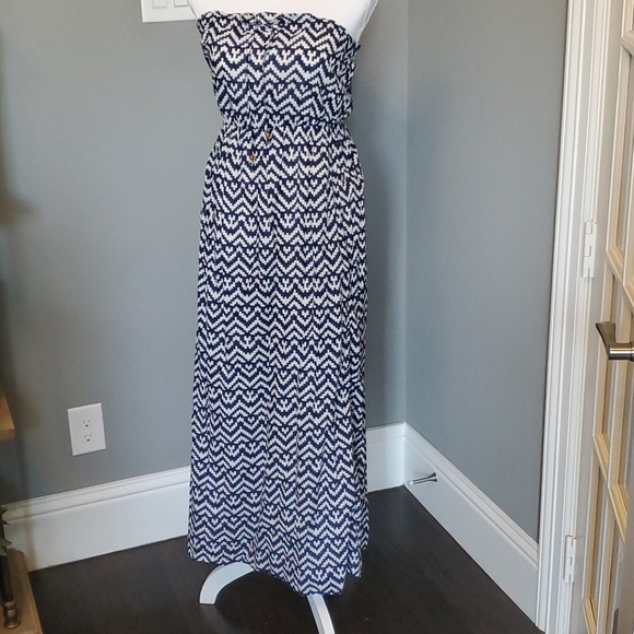 cotton strapless maxi dress